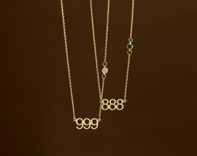Custom Angel Number Necklace with Birthstone, 111 222 333 444 888 Angel Number Necklace, Lucky Number, Birthstone, Graduation Gift for Her