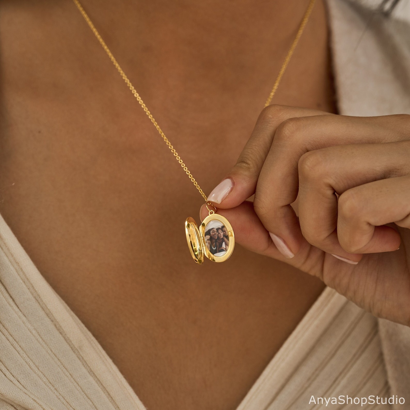 Custom Engraved Gold Locket (with Photo)