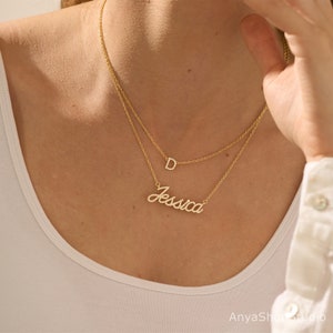 Custom Tiny Pave Initial Necklace, Personalized Letter Name Necklace with CZ Diamond, Dainty Name Jewelry, Bridesmaid Gift,Girlfriend Gift image 6