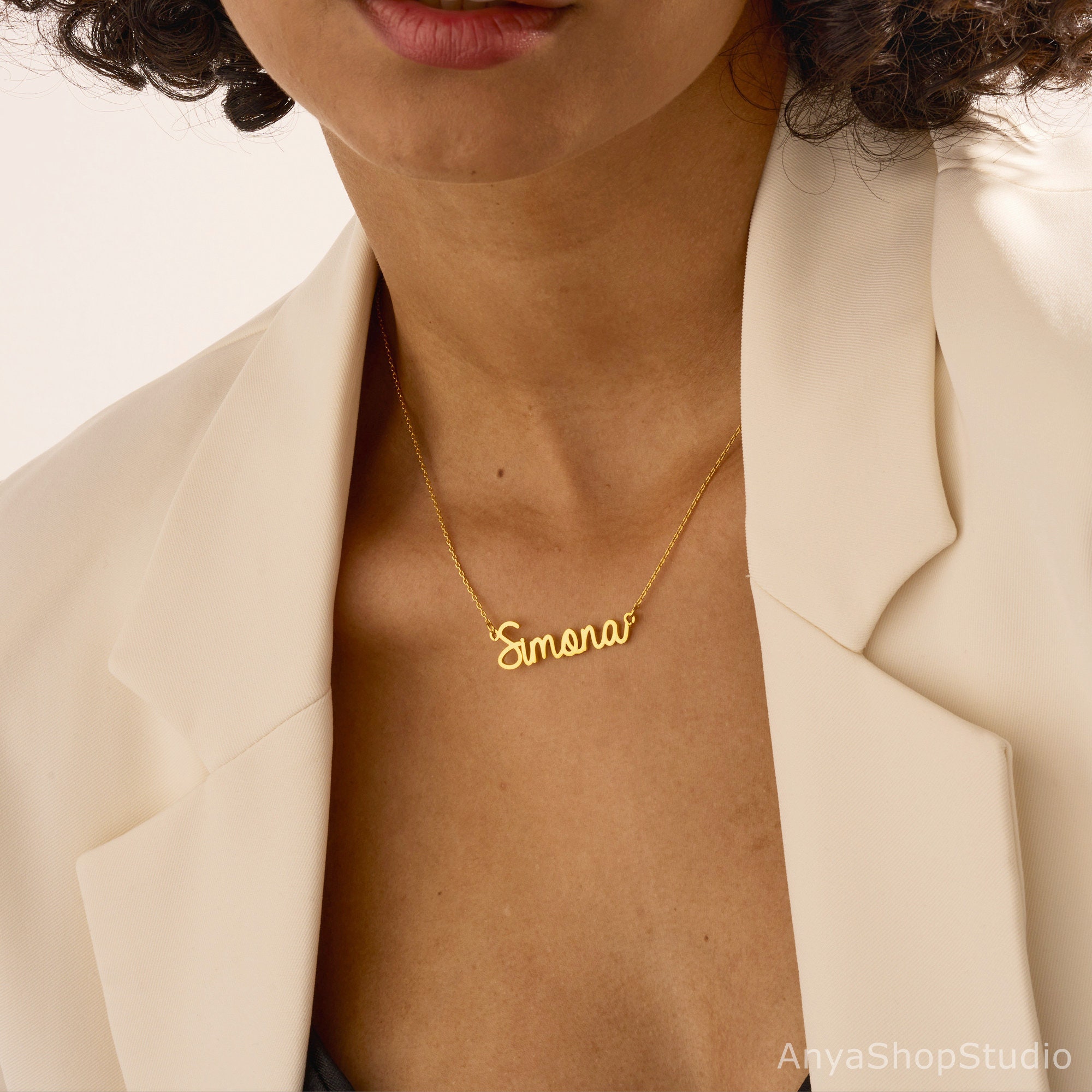 Benutzerdefinierte Namenskette, 18 Karat vergoldete Namenskette, personalisierte Namenskette, Geburtstagsgeschenk für sie, Muttertagsgeschenk, Geschenk für Mama