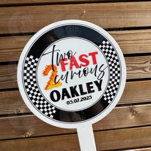 two fast two curious second 2nd birthday cake topper monster truck car racing theme