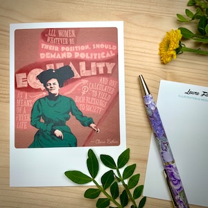 Postkarte Clara Zetkin | DIN A6 Naturpapier Creme klimaneutral | Menschenrechte Zitate