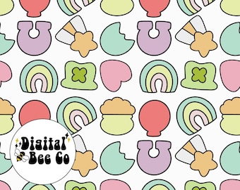 Lucky Charms Seamless File, St Patrick Day Seamless File, Digital Paper, Digital Scrapbook paper, Digital download, St patricks Day PNG,