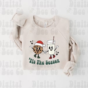 Retro Christmas PNG Sublimacja Projekt, Boże Narodzenie png, To jest sezon png, ciasteczka i mleko Boże Narodzenie png sublimacja projekt, Boże Narodzenie png