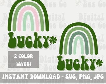 Lucky St Patricks Day PNG, Lucky Sublimation, Retro St Patricks Day Sublimation, Retro png, st patricks day png, rainbow st pattys day