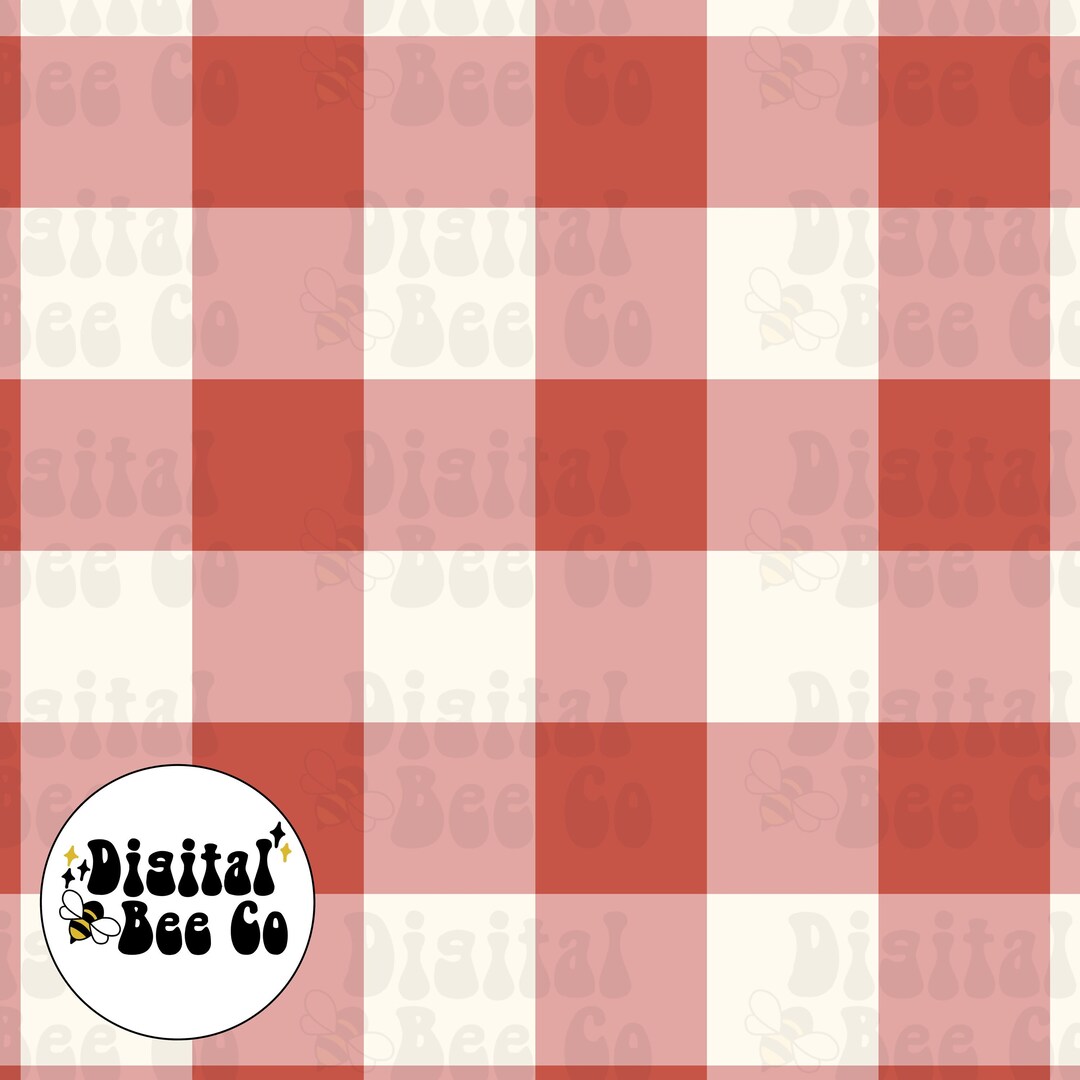 Red Gingham Seamless File, Red and Cream Gingham Digital Paper ...