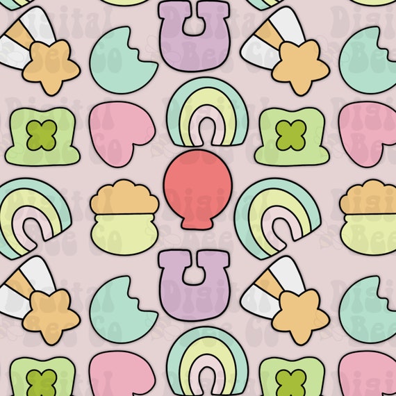 Lucky Charms Seamless File, St Patrick Day Seamless File, Digital Paper, Digital Scrapbook paper, Digital download, St patricks Day PNG,