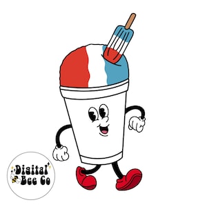 Retro Snow Cone Cartoon PNG, Fourth of July png, sublimation design, hand drawn snow cone concessions cartoon retro