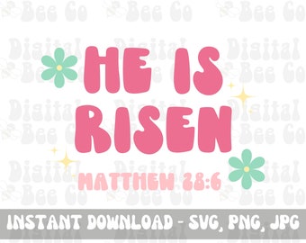 Retro Easter SVG PNG Sublimation, He Is Risen png svg, He is risen shirt svg png, retro easter christian sublimation, Jesus Easter png svg