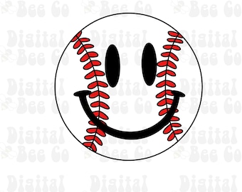 Baseball Smiley Face, Smiley Face, Baseball PNG, Sublimation Baseball Smiley, Retro Smiley Face, PNG, Sublimation Design, Trendy, Spring
