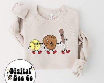 Softball Shirt PNG, Retro Softball Design PNG, Hand Drawn Softball Design,Softball Sublimation, Retro Softball Cartoon Shirt PNG, Clipart