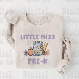Little Miss Pre-K Shirt PNG, Preschool shirt file, back to school png, cute back to school shirt, boho preschool shirt file png jpg
