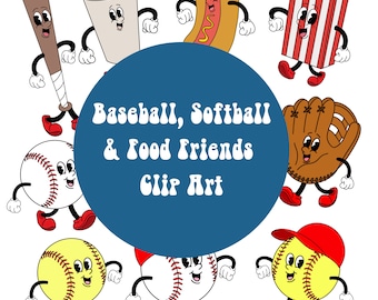 Retro Baseball Clip Art, Retro Baseball Cartoon png, baseball clip art, sports clip art, baseball png, groovy baseball clip art png