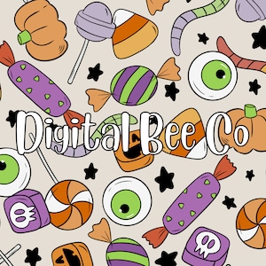 Halloween Candy Seamless Pattern Spooky Trick or Treat Pattern File for Fabric Sublimation