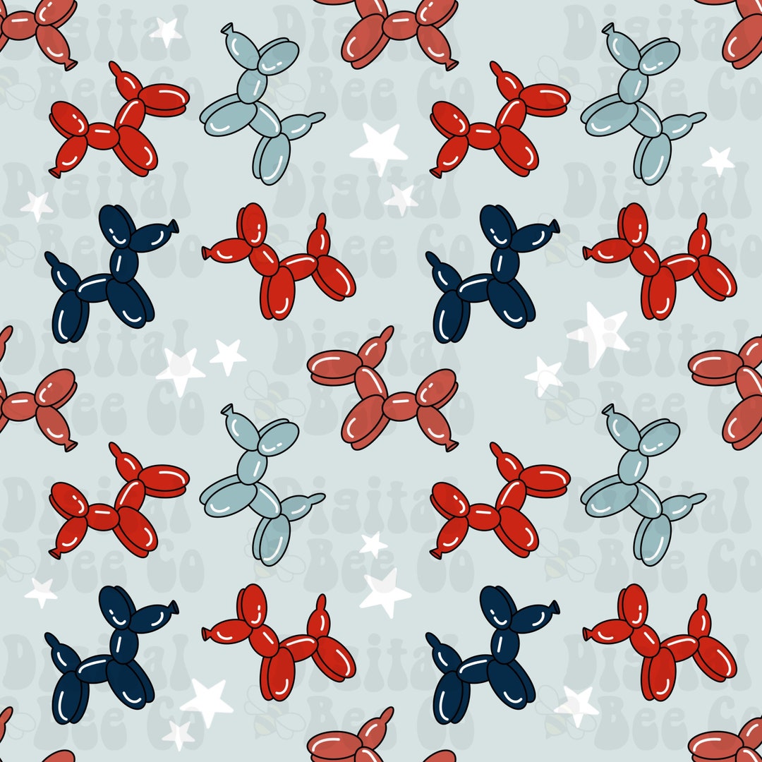 Balloon Dog Seamless Pattern, Fourth of July Seamless File, Seamless ...