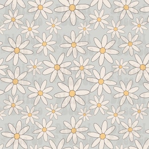 Daisy Seamless Pattern, Boho Floral Seamless Pattern, Retro Floral Seamless Design, Retro Daisy Seamless File, Floral Digital Paper Repeat