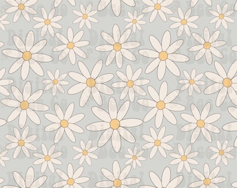 Daisy Seamless Pattern, Boho Floral Seamless Pattern, Retro Floral Seamless Design, Retro Daisy Seamless File, Floral Digital Paper Repeat