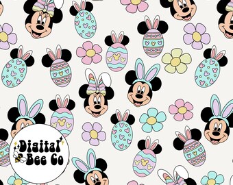 Easter Mouse Ears Seamless File, Magical Easter Patroon, Pasen Digitaal papier, Pasen naadloos patroon herhaling patroon stof
