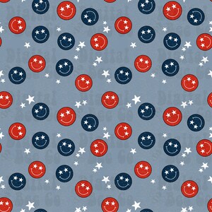July 4th Seamless File, Smiley Face Seamless Pattern, Fourth of July seamless design, 4th of July Digital Paper, PNG, Digital paper