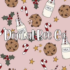 Christmas seamless pattern Santa cookies milk pattern file for fabric sublimation