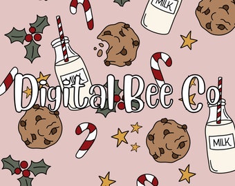 Christmas seamless pattern Santa cookies milk pattern file for fabric sublimation