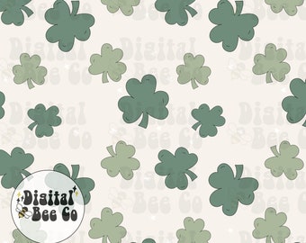 Clover Seamless Pattern, St Patricks Day Digital Paper, Shamrock Seamless file, St patricks clovers lucky digital paper repeating file png