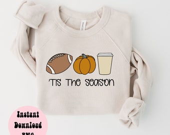 Cute Fall T Shirt Design, Tis the season pumpkin football png design sublimation design, pumpkin coffee t shirt design, Football png
