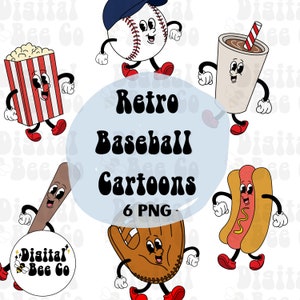 Retro Baseball Clip Art, Retro Baseball Cartoon png, baseball clip art, sports clip art, baseball png, groovy baseball clip art png