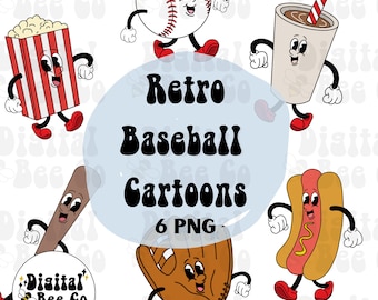 Retro Baseball Clip Art, Retro Baseball Cartoon png, baseball clip art, sports clip art, baseball png, groovy baseball clip art png