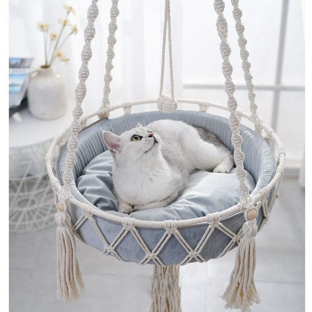 Macrame Cat Hammock Cat Tree Hanging Cat Bed Pet Wall Etsy
