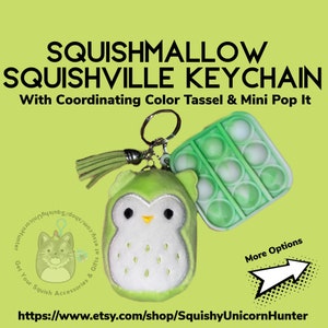 NEW! Listing 2 of 2 Squishville Squishmallow Keychain with Removable Tassel & Mini Pop It- FREE SHIPPING - Many Character Options