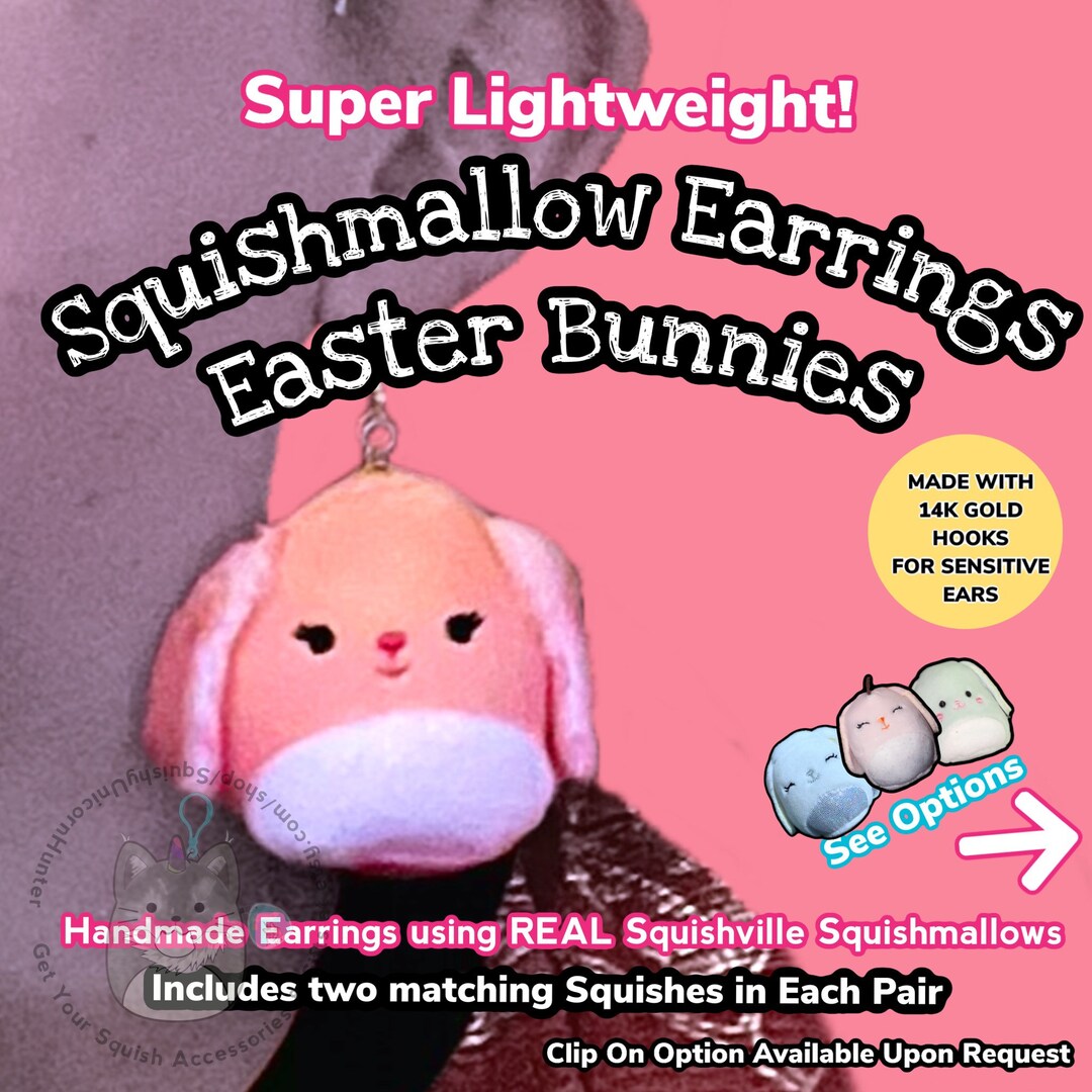 New! - Rabbit Bunny Squishmallow Earrings - 2” Squishville Earrings ...