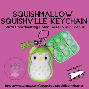 NEW! Listing 1 of 2! Squishville Squishmallow Keychain with Removable Tassel & Mini Pop It- FREE SHIPPING - Many Character Options!