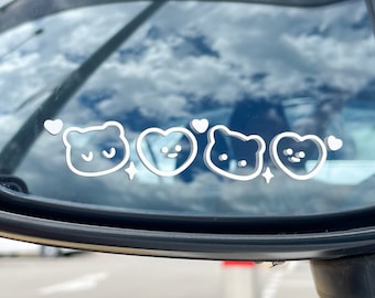 Bears & Hearts | Vinyl sticker | Aesthetic car mirror decal | Car Accessory | Cute car decals | Rear view decor | Mirror decal