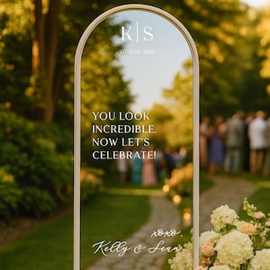 Welcome Quote Decal Wedding Mirror Sign Custom Text Reception Name Initials Date