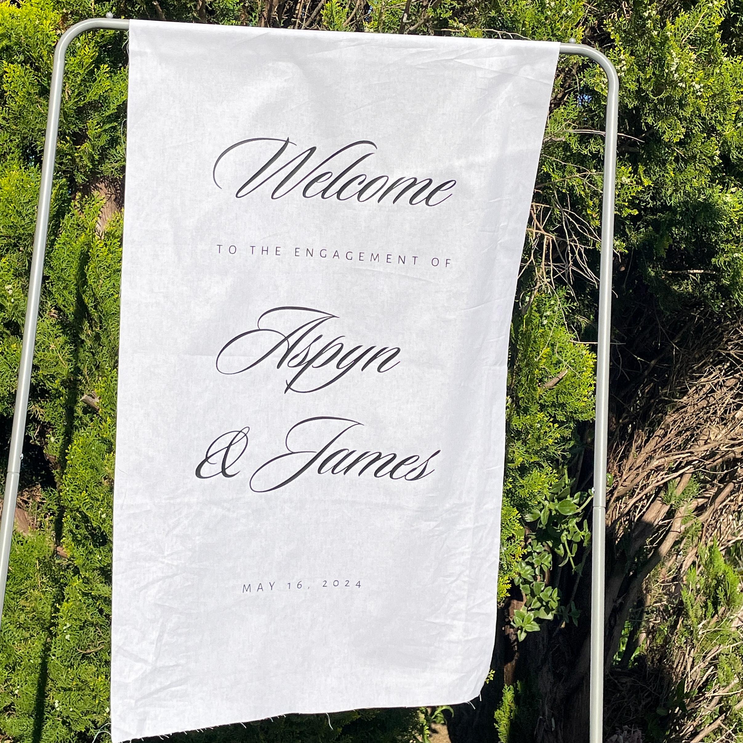 Custom Linen Fabric Iron on Sign for Wedding Birthdays Baby Shower ...