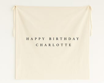 Fabric Banner Iron On Transfer Custom Wedding & Event Decor, Sign for Birthdays, Baby Showers, Milestone Celebrations, Minimalist Linen Sign