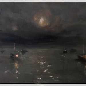 Ancient Mariner Fine Art Print, Maritime Print, Sailing Art, Sailboat Painting, Moonlight at Sea, Ocean Print, Seascape at Night, Naval Art