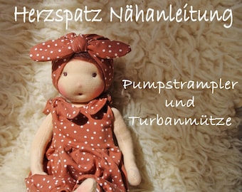 Nähanleitung Puppen-Pumpstrampler und Turbanmütze