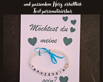 Trauzeugin fragen Armband mit Karte I Brautjungfer fragen