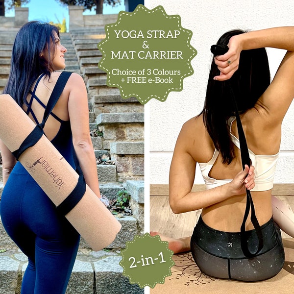 Yohemian Yoga Strap For Mat 1.5m | Yoga Mat Carrier | 3 Colour Choices + FREE Ebook | Adjustable Loops for all Mat Sizes | Yoga Pilates Gym