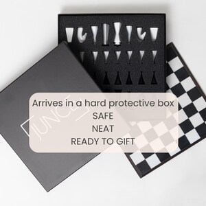 Modern Chess Set for Home Decor - Wooden Board - Handmade Minimalist Chess Board, Unique Table Accent, Stylish Gift for Him or Office image 10