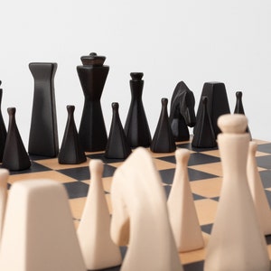 Wooden Chess Set, Birthday Gift, Minimalist Handmade Modern Design - Unique Gift, Anniversary, Outdoor Game