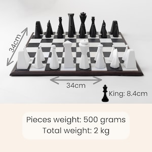 Modern Chess Set for Home Decor - Wooden Board - Handmade Minimalist Chess Board, Unique Table Accent, Stylish Gift for Him or Office image 12