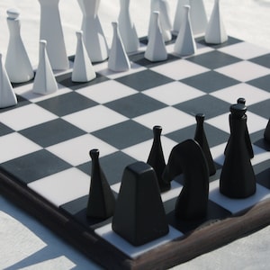 Minimalist Chess Set, Outdoor Game, Birthday Gift, Handmade Modern Design - Perfect Interior Design Decor, House Warming