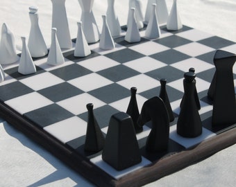 Minimalist Chess Set, Outdoor Game, Birthday Gift, Handmade Modern Design - Perfect Interior Design Decor, House Warming