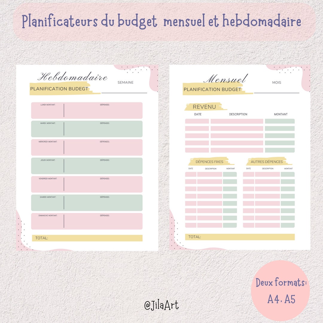 Two Weekly and Monthly Budget Planners, Expense Tracker, Printable ...