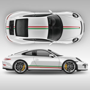 Italian Flag Style Car Stripes: 3M Vinyl Decal Set (Please add a phone number for shipping)