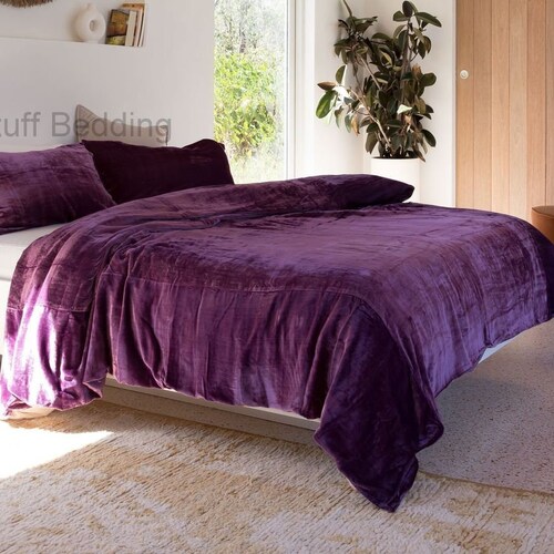 Luxury Purple Velvet Bedding 3 Pcs Set Duvet Cover Boho Etsy