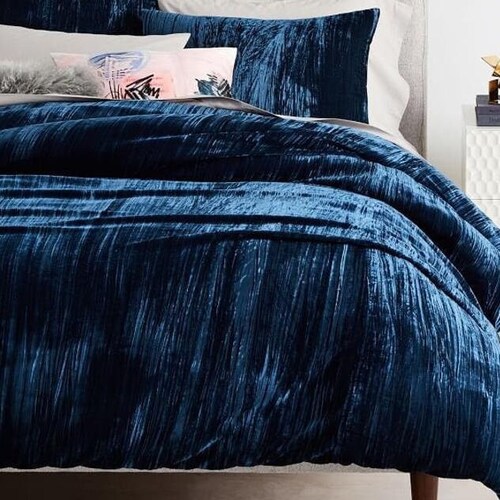 Blue Velvet Duvet Cover Ultra Luxe Crushed Velvet Bedding Etsy